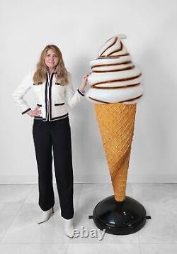 Large Vanilla Chocolate Ice cream Soft Serve Statue on Stand 6FT Indoor Outdoor
