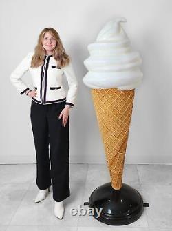 Large Vanilla Ice cream Soft Serve Statue on Stand 6FT Indoor & Outdoor Display