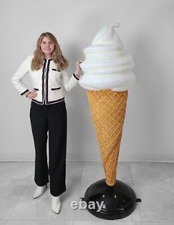 Large Vanilla Ice cream Soft Serve Statue on Stand 6FT Indoor & Outdoor Display