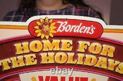Large Vintage 1950's Borden's Elsie Cow Dairy Milk Ice Cream 2 Sided 30 Sign