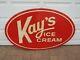 Large Vintage 1950s Rare Kay's Ice Cream Tin Embossed Sign Scioto