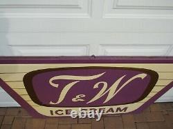 Large Vintage 1960s/70s Rare T&W Ice Cream Embossed Sign