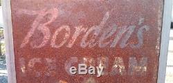 Large Vintage BORDEN'S Ice Cream 2 Sided Sidewalk Advertising Sign Elsie The Cow