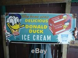 Large Vintage Delicious Strawberry Duck Ice Cream Porcelain Advertising Sign