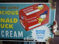Large Vintage Delicious Strawberry Duck Ice Cream Porcelain Advertising Sign