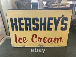 Large Vintage Hershey's Ice Cream Country Store Embossed Metal Sign 45 X29