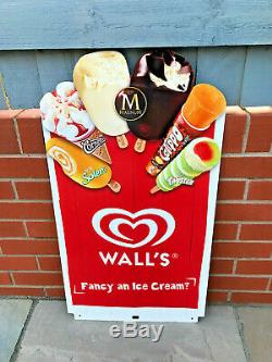 Large Vintage Metal Walls Ice Cream Sign Double Sided, Mancave, NEW OLD STOCK