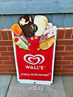 Large Vintage Metal Walls Ice Cream Sign Double Sided, Mancave, NEW OLD STOCK