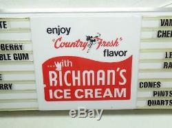 Large Vintage Original Richman's Ice Cream lighted Sign36L X 12H