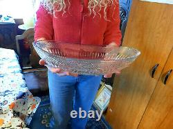 Large Vintage Signed Rare LIBBEY RADIANT PATTERN GLASS ICE CREAM BOWL c. 1920