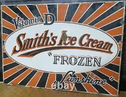 Large Vintage Smith's Ice Cream Heavy Porcelain Sign C. 1930 106.5cm x 76cm