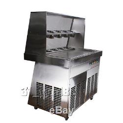 Large pan 7335cm fried ice cream roll machine, Freeze yogurt machine with LED