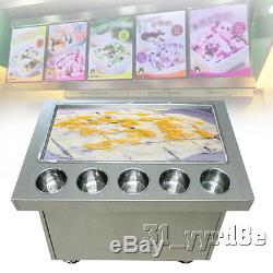 Large square pan with 5 buckets thailand fried ice cream roll machine dust cover