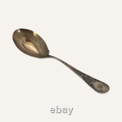 Late 19th Century Bright-Cut Large Sterling Silver Ice Cream Spoon With Gold Was