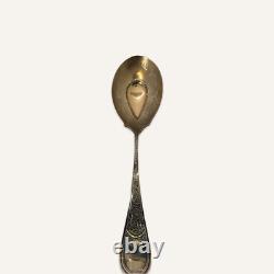 Late 19th Century Bright-Cut Large Sterling Silver Ice Cream Spoon With Gold Was