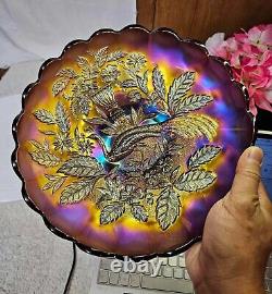 Light Amethyst Northwood Carnival Glass Peacock & urn Large Bowl/Ice Cream Bowl