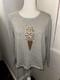 Lisa Todd Large Jeweled Ice Cream Graphic Script Down Back Embroidered Sweater