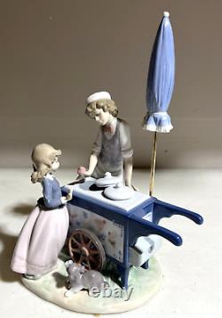 Lladro 5325 Ice Cream Vendor Boy And Girl with a Parasol Retired Figurine Mint