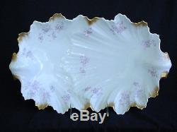 Lovely Large Shell Shaped Austrian Ice Cream Set Lavender Floral Sprays & Gold