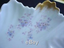 Lovely Large Shell Shaped Austrian Ice Cream Set Lavender Floral Sprays & Gold