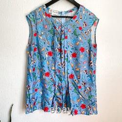 Maison Common Silk Whimsical Sleeveless Blouse Size 42 L Ice Cream Novelty Print