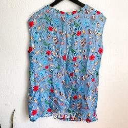 Maison Common Silk Whimsical Sleeveless Blouse Size 42 L Ice Cream Novelty Print