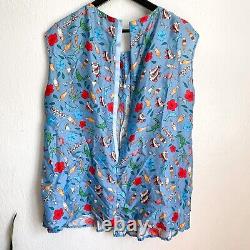 Maison Common Silk Whimsical Sleeveless Blouse Size 42 L Ice Cream Novelty Print