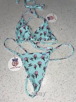Malibustrings Micro Thong G-string Bikini Lick Me Unti Ice Cream Triangle Bikini