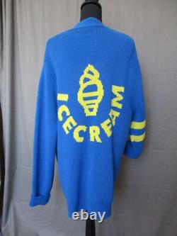 Men's Ice Cream Blue Varsity Cardigan Letterman Size XL Awesome Condition