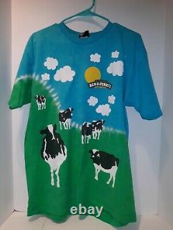 Men's Vintage Ben & Jerry's Euphoria Ice Cream Dairy Cows Tie-Dye Shirt 22 X 26