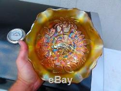 Millersburg Marigold Large Peacock Ice Cream Ruffled Bowl On The Nicer End