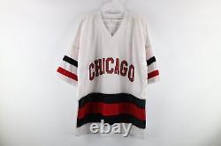 NOS Vintage 90s Mens XL Chicago Bulls Basketball Spell Out Hockey Jersey White