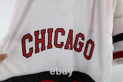 NOS Vintage 90s Mens XL Chicago Bulls Basketball Spell Out Hockey Jersey White