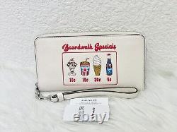 NWT Coach CU382 Long Zip Around Wallet Boardwalk Graphic w Ice Cream Print Chalk