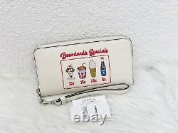 NWT Coach CU382 Long Zip Around Wallet Boardwalk Graphic w Ice Cream Print Chalk