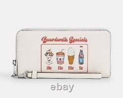 NWT Coach CU382 Long Zip Around Wallet Boardwalk Graphic w Ice Cream Print Chalk