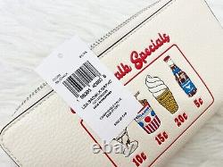 NWT Coach CU382 Long Zip Around Wallet Boardwalk Graphic w Ice Cream Print Chalk