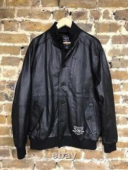 New Crooks and Castles Black Faux Leather Jacket Size L BBC Ice Cream