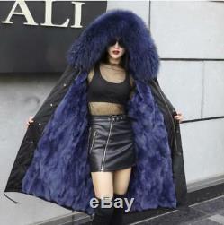 New Winter Long Parka Warm Jackets Women Large Raccoon Fur Collar & Lined Coat