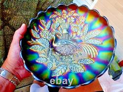 Northwood Amethyst Large 10 Peacock And Urn Ice Cream Shaped Bowl