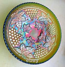 Northwood Large 10 1/2 ice cream shape Master Bowl In Green-Carnival Glass