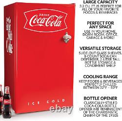 Nostalgia Coca-Cola Refrigerator with Freezer, 3.2 Cu. Ft, Adjustable Temperatu