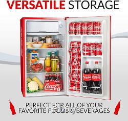 Nostalgia Coca-Cola Refrigerator with Freezer, 3.2 Cu. Ft, Adjustable Temperatu
