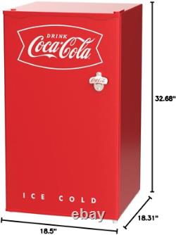 Nostalgia Coca-Cola Refrigerator with Freezer, 3.2 Cu. Ft, Adjustable Temperatu