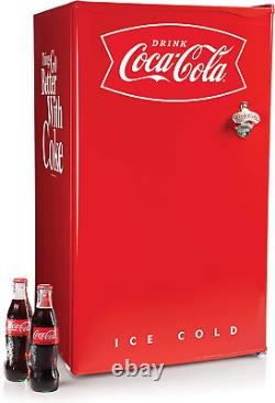 Nostalgia Coca-Cola Refrigerator with Freezer, 3.2 Cu. Ft, Adjustable Temperatu