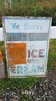 Old Large Ice Cream Metal Turner Ice Cream Large sign