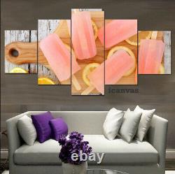 Orange Peach Pink Ice Cream 5pcs Modern HD Art Wall Home Decor Canvas Print