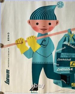 Original Vintage Poster ICE CREAM LEDNACEK CREAM CZECHOSLOVAKIA 1961