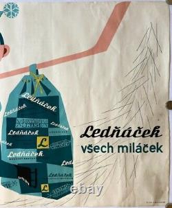 Original Vintage Poster ICE CREAM LEDNACEK CREAM CZECHOSLOVAKIA 1961