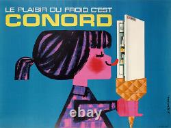 Original Vintage Poster Rousseau Conord Fridge Ice Cream Cold 1960